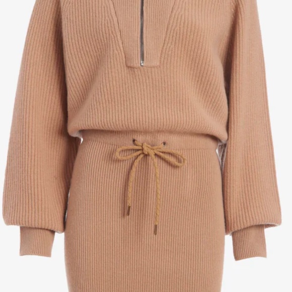 Ser.O.Ya Carly Knit Mini Sweater Dress Cotton Long Sleeves Tan Size L NWOT - Picture 1 of 9